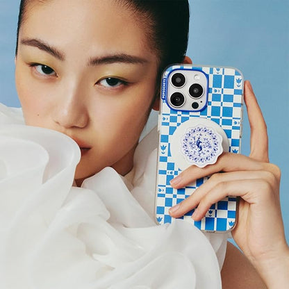 PopSockets Phone Grip for MagSafe with Kickstand, Magnetic Stand, Swappable Top, Secure Hold for iPhone MagSafe Cases, Phone & Tablet Grip - Peacock Saucer