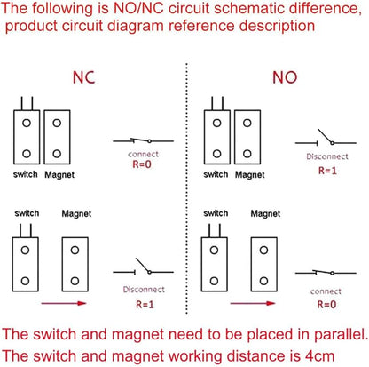 Rolling Door Contact Magnetic Reed Switch Alarm with 3 Wires for N.O./N.C. Applications MC-58