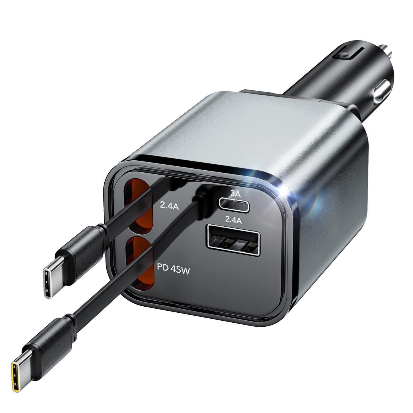 84W Retractable Car Charger,Car Phone Charger USB C Fast Charge for iPhone