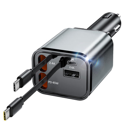 84W Retractable Car Charger,Car Phone Charger USB C Fast Charge for iPhone