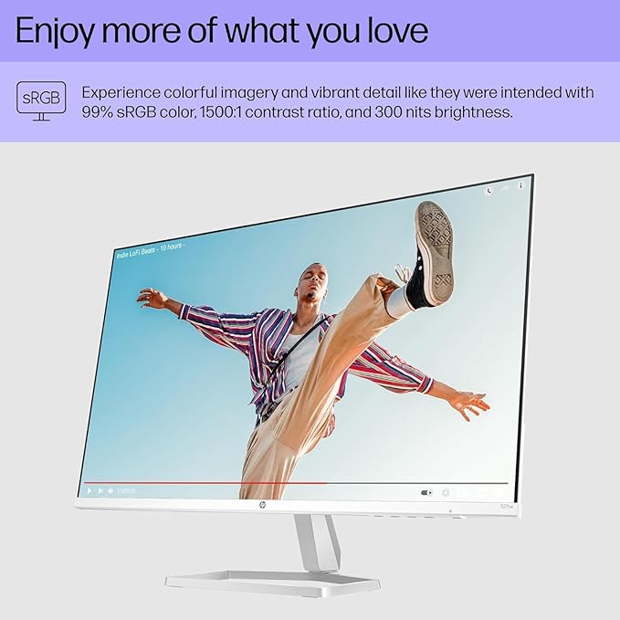 HP Series 5 527sa Monitor with Speakers (Replaces M27fwa) 27" 100Hz IPS FHD 99% sRGB 300 Nits Display, Adjustable Tilt, Flicker-Free, Anti-Glare, White/Silver w/DKZ USB Port Expander (2 Pack)