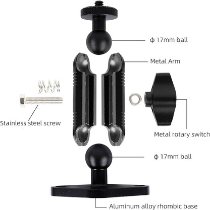 xik Metal 1/4"-20 Mount with Drill Plate Base for Monitors, Action Camera，CCTV Cameras, Camcorders, 360° Rotation Adjustable Camera Mount for Installation on Car Dashboard, Ceiling, and Walls
