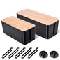 Naeety 2Pack Cable Management Box,Wooden Style Cord Organizer Cord Hide Box
