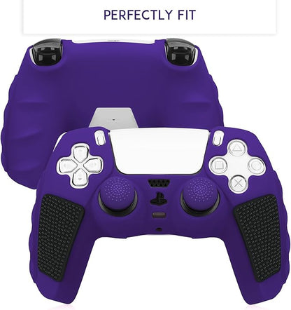SIKEMAY Anti-Slip PS5 Controller Skin, Soft Thicken Non-Slip Silicone Gel Protective Cover Case for PlayStation 5, 2 Pack with 8 x Thumb Grip Caps
