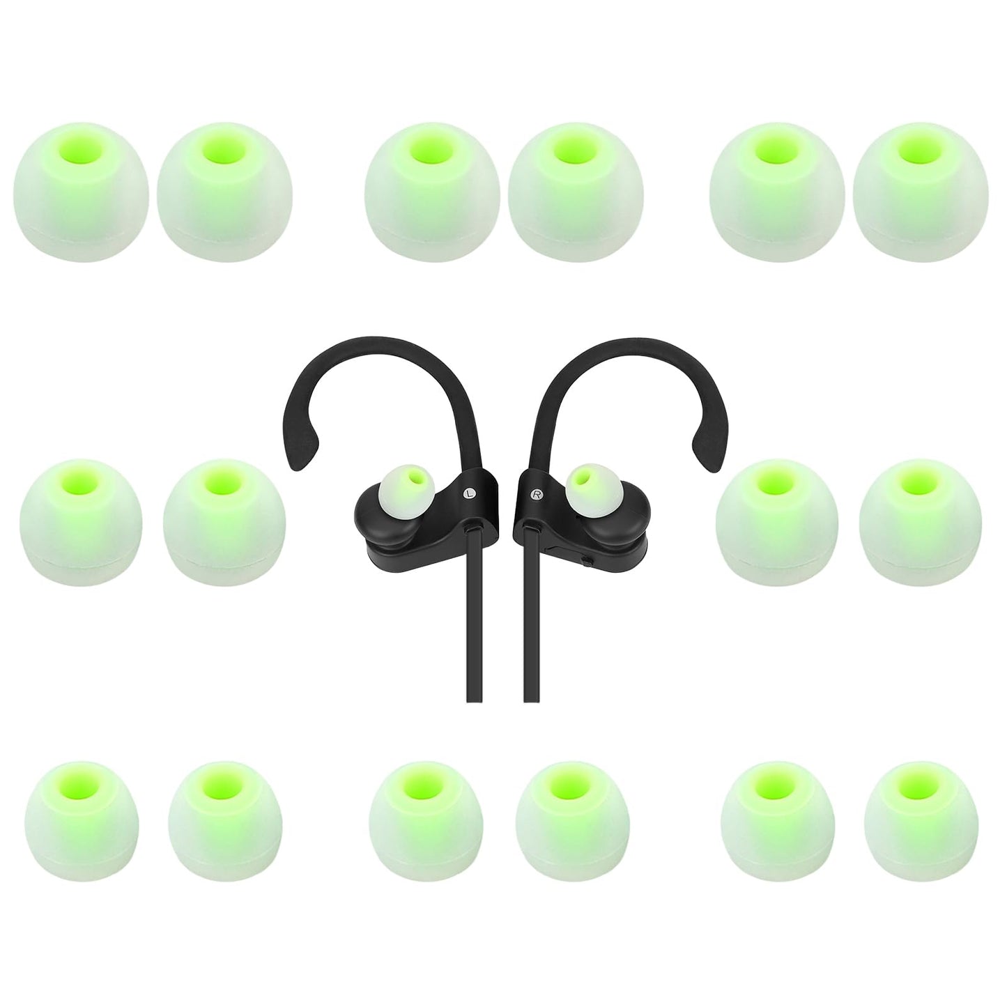 TSZYYM Earbud Tips Ear Bud Tips Soft Anti Slip Washable and Reusable Silicone Replacement Earbud Tips Fit Most in-Ear Earbuds(Inner Hole 3.8mm -5.1mm) 18pcs S M L