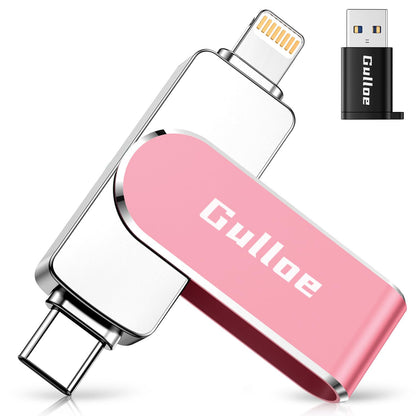 Gulloe 256GB Flash Drive Intended for iPhone, Memory Stick Storage for Photos and Videos Backup, Compatible with iPhone iPad Android PC, Plug and Play, No Application Required (Pink)