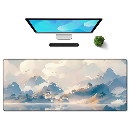 Galdas Gaming Mouse Pad XXL XL Large Long Extended Big Mousepad Non-Slip Rubber Keyboard Mouse Pad with Stitched Edges for Laptop Home Office (31.5x11.8x0.08 Inch) -Cloud Scenery