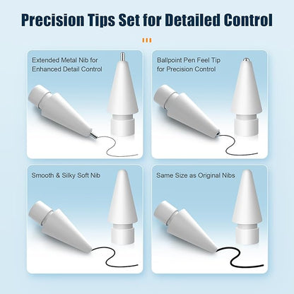 Upgraded Replacement Tips for Apple Pencil Pro/1st Gen/2nd Gen/USB-C, Metal Pen Nibs Accessories for Apple iPad Pencil - (6 Pack)
