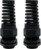 LeMotech 2Pcs NPT 1" IP68 Waterproof Cable Gland Flex Spiral Strain Relief Black Nylon Joint with Gaskets for 18-25mm Wire Thread