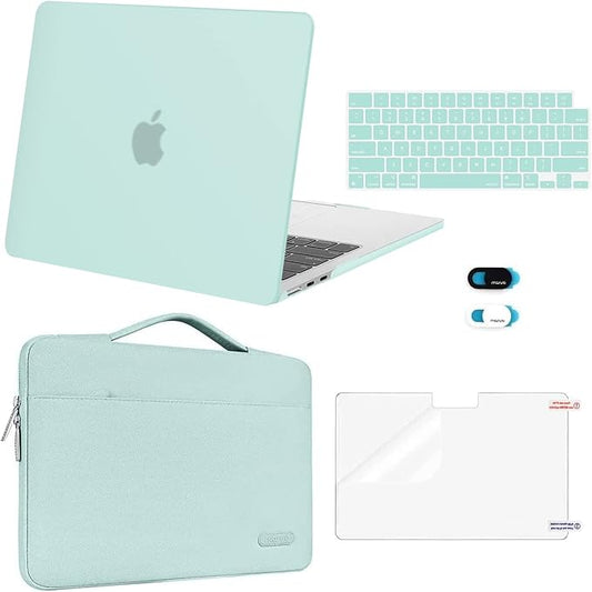 MOSISO Compatible with MacBook Air 13 inch Case M5 2026 M4 2025 M3 M2 2024-2022 A3449 A3240 A3113 A2681,Hard Shell&Sleeve Bag&Keyboard Skin&Webcam Cover&ScreenFilm for MacBook Air 13.6, Mint Green