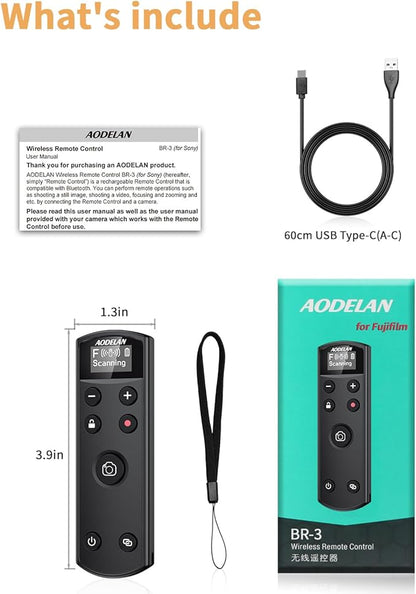 Compatible with Fujifilm Camera Wireless Remote Control - Aodelan Rechargeable Shutter Release with OLED Screen for X-H2,X-H2S,X-T4,X-T5,X-T3,X-S20,X-S10,X-T50,X-T30 II,X-T30,X-M5,X100VI,X-E5,X Half