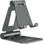 Nulaxy Dual Folding Cell Phone Stand, Fully Adjustable Foldable Desktop Phone Holder Cradle Dock Compatible with iPhone 17 16 15 14 13 12 11 Pro Max Xs Xr X 8, Nintendo Switch, All Phones - Gray