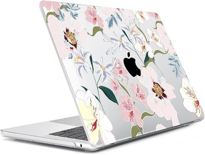Compatible with MacBook Air 13.6 inch Case 2025 2024 2023 2022 Release M4 A3240 M3 A3113 M2 A2681 with Touch ID, Plastic Hard Shell Case&Keyboard Cover&Screen Film&Webcam Cover, Pink Floral