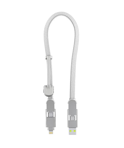 Rolling Square inCharge XL 30cm - USB C Charger Cable, Lightning for Smartphone, Universal 6 in 1, USB Plug, Glacier White, 100W