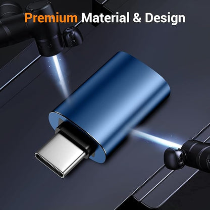 𝟒𝐏𝐚𝐜𝐤 𝐔𝐩𝐠𝐫𝐚𝐝𝐞𝐝 USB to USB C Adapter,USB C Male to USB 3.0 Female OTG Converter for iPhone 16 15 14 13 Plus Pro Max,Apple Watch,Airpods,S24 Ultra, Gender Changers OTG Adapters - Blue/Black