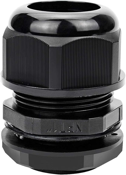 XHF 2 Pcs 1" IP68 Strain Relief Nylon Cord Grip Waterproof NPT Cable Glands Adjustable UL Listed and RoHS Compliant (Black)