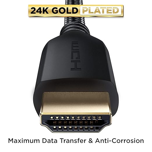 PowerBear 4K HDMI Cable 25 ft | High Speed Hdmi Cables, Braided Nylon & Gold Connectors, 4K @ 60Hz, Ultra HD, 2K, 1080P, ARC & CL3 Rated | for Laptop, Monitor, PS5, PS4, Xbox One, Fire TV, & More