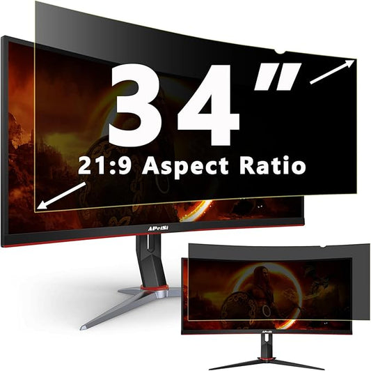 APeiSi 34 Inch Privacy Screen Filter for 21:9 Ultrawide Curved Monitor | Privacy Shield | Anti-Glare | Anti-Blue light Protector | Eye Protection | Computer Security Private Filter