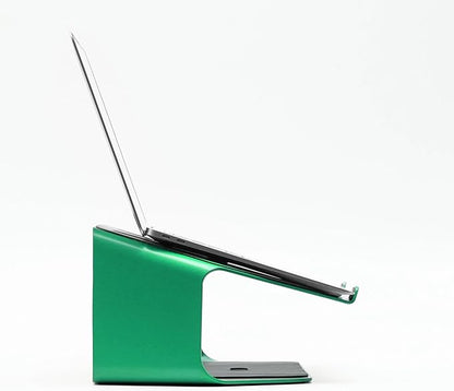 NUMIN Facet Laptop Station Green | Laptop Tabletop Stand Tall Height Ventilated | Sturdy Rust Free Metal Design | Anti Slip leatherite Surface | Compatible for MacBook, HP, Dell, Lenovo