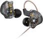 CCZ NC01 Gospel Gaming Earbuds, Stereo Sound in Ear Monitor Headphone Wired, Customized Dual Magnetic DD IEMS Earphone with Detachable Tangle-Free Cable PC Cavity for Computer(without mic,Clear Black)