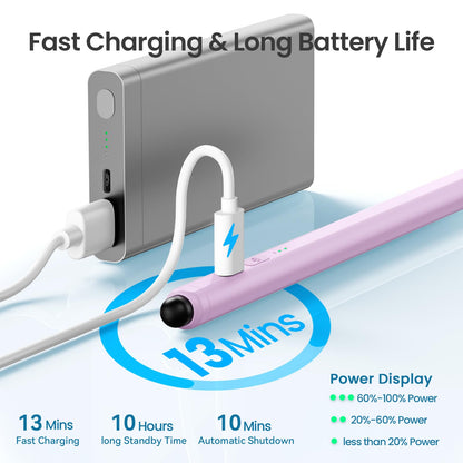 Hastraith Stylus Pen for iPad(2026-2018),13 mins Fast Charge Pencil with Tilt Sensitivity and Palm Rejection for iPad A16/10/9/8/7/6,Air 13"/11"/M3/M2/5/4/3,Pro 11"/13"/12.9"/M4/M2/M1,Mini 7/6/5,Lilac