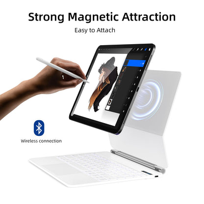 for iPad Pro 13 inch M5 2025 & M4 2024 case with keyboard M4,Magnetic Attach,Multi-Gesture Trackpad,7-Color Backlit,Shortcut Keys,Auto sleep/awake,Magic Keyboard for iPad Pro 13-inch M4 2024,White