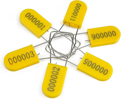 50PCS Plastic Padlock Security Seals Metal Wire Padlocks Electric Meter Seal Disposable Anti-Tamper Lock Numbered Anti Tamper Tag Hasps Yellow