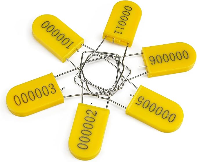 100PCS Plastic Padlock Security Seals Metal Wire Padlocks Electric Meter Seal Disposable Anti-Tamper Lock Numbered Anti Tamper Tag Hasps Yellow