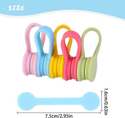 Viaky Magnetic Twist Ties 6-Pack, Multicolor Cable Clips Cord Organizers, Reusable Magnet Wrap Straps For Earphones, USB Cables, Bookmarks, Keychains – Macaron Colors