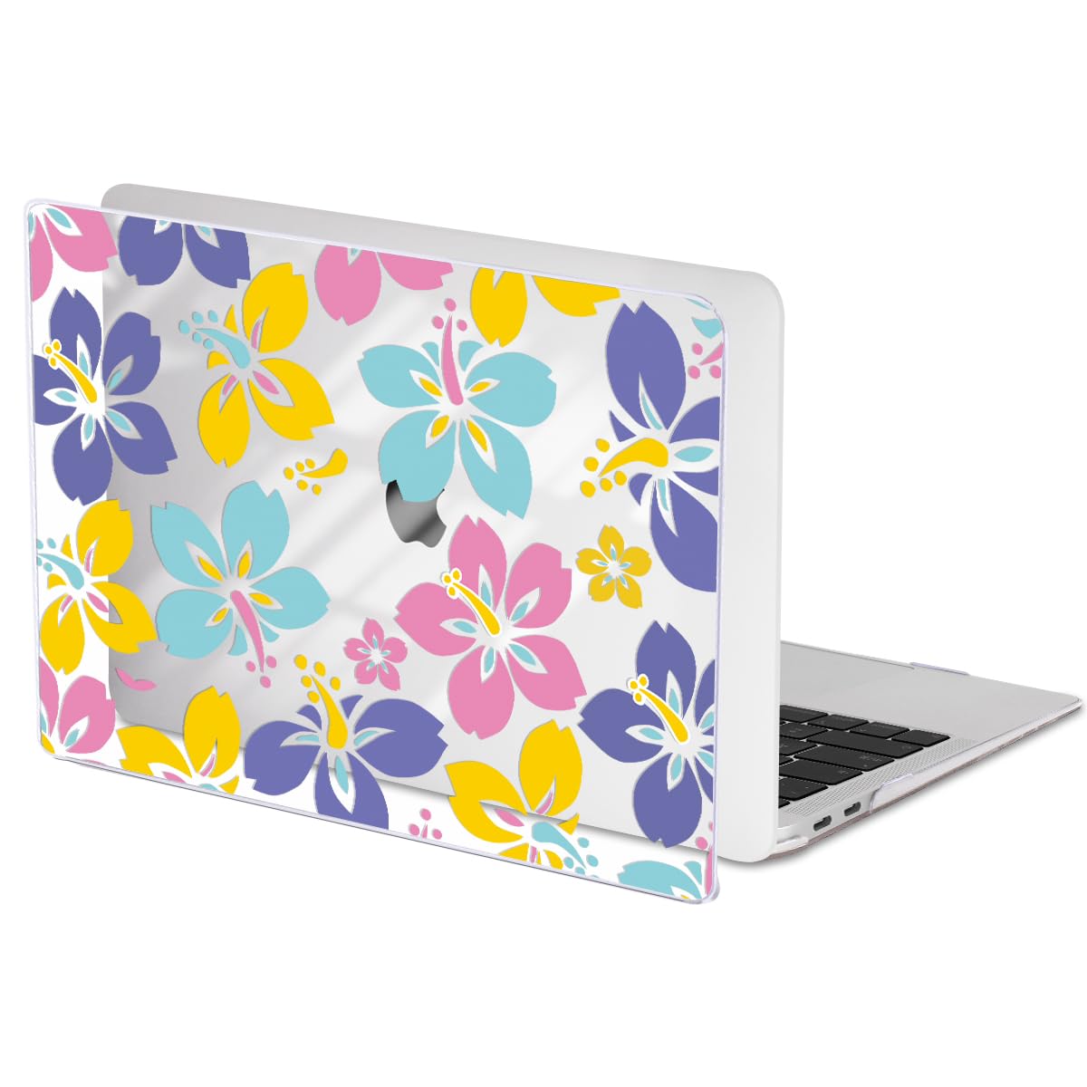 LCMOCICO for MacBook Air 13 Inch Case 2021 2020 2019 2018, Pattern Plastic Hard Shell Case Keyboard Cover for Mac Air 13 A2337 M1 A2179 A1932 with Touch ID & Retina Display, Colorful Hibiscus Flower