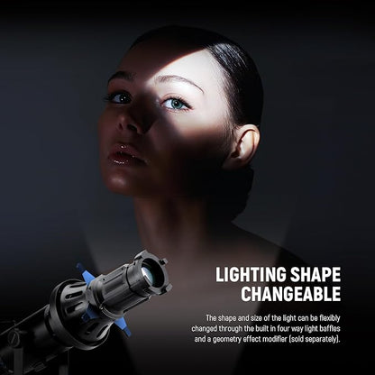 NEEWER Spotlight Snoot with 20° Projection Lens, Adjustable Focus, 16 Metal Gobos 5 Color Gels, Bag, Conical Snoot for Bowens Mount LED Continuous Output Lighting Studio Video Light Up to 300W, LS-39