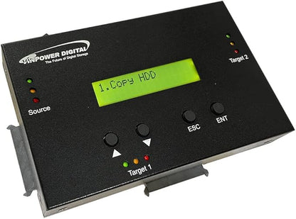 Vinpower 1 to 2 SATA 2.5" & 3.5" Hard Disk Drive/Solid State Drive (HDD/SSD) Clone Duplicator and DOD Level Eraser