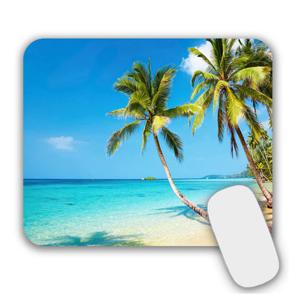 Mouse Pad, Gaming Mouse Pad, Non-Slip Rubber Base Mouse Mat with Designs for Laptop, Computer & Office, 9.5 x 7.9 x 0.12 inches (Coconut Trees on The Beach)