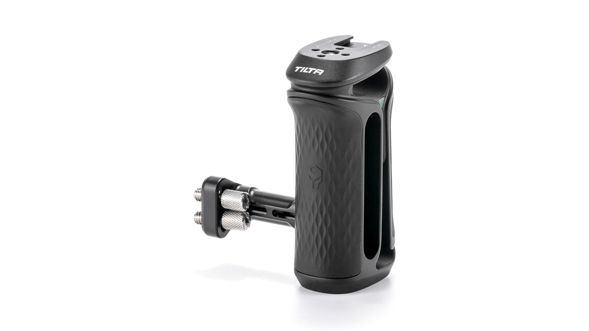 Tilta Xeno Side Handle for Filmmakers & Cameras - Black | Secure Connection & Helps Prevent Rotation | Adjustable Height | Textured Silicone Grip | Convenient Assembly (Dual 1/4″-20)