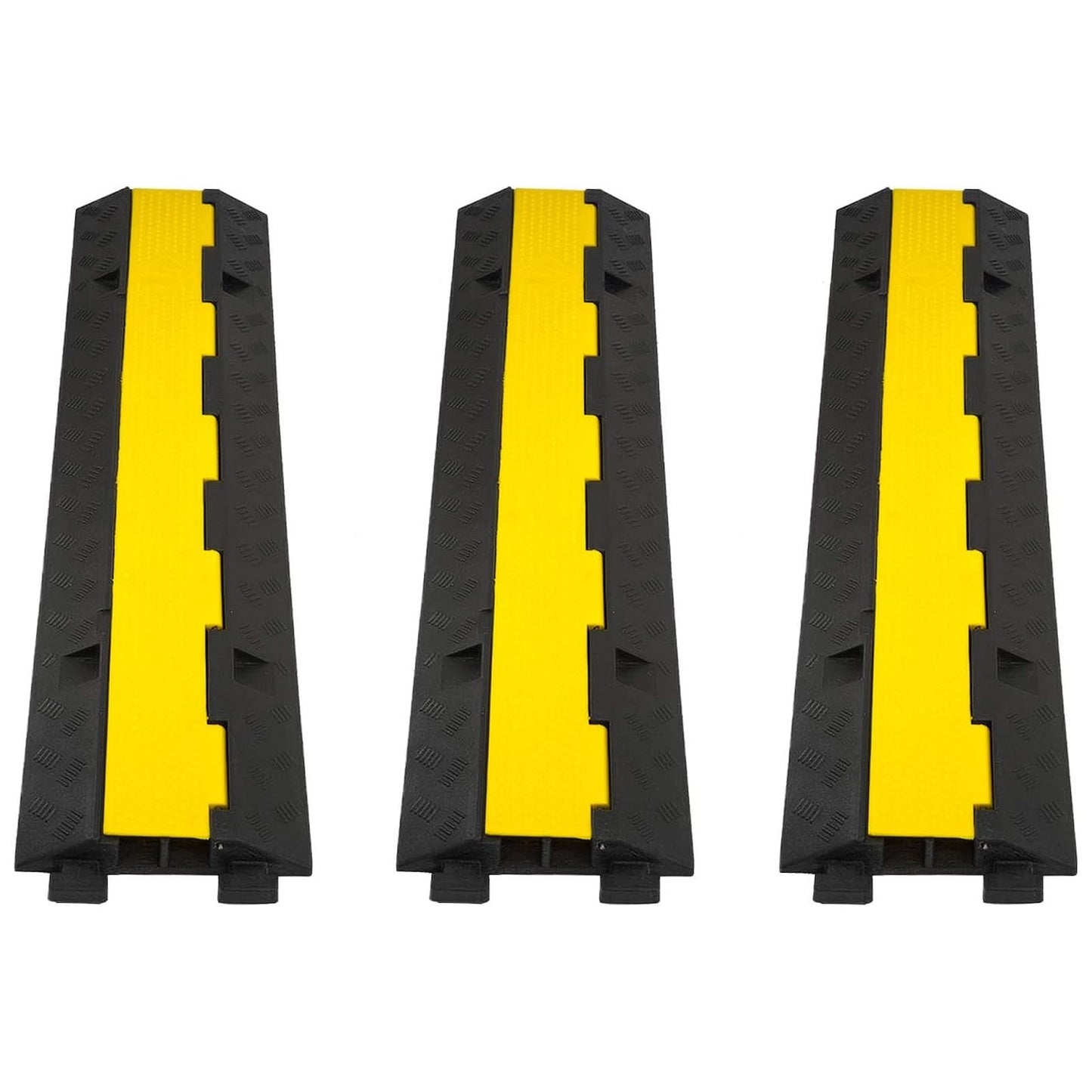 CXRCY Cable Ramp 3 Pack 2 Channel 11000lbs axle Capacity Floor Cord Cable Protector, Rubber Speed Bumps Hose Protector Ramps for Wire/Hose/Pipe Hider Driveway &Outdoor 40x10x2 inch(L x W x H)