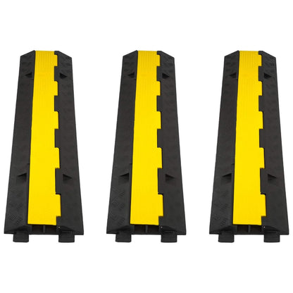 CXRCY Cable Ramp 3 Pack 2 Channel 11000lbs axle Capacity Floor Cord Cable Protector, Rubber Speed Bumps Hose Protector Ramps for Wire/Hose/Pipe Hider Driveway &Outdoor 40x10x2 inch(L x W x H)
