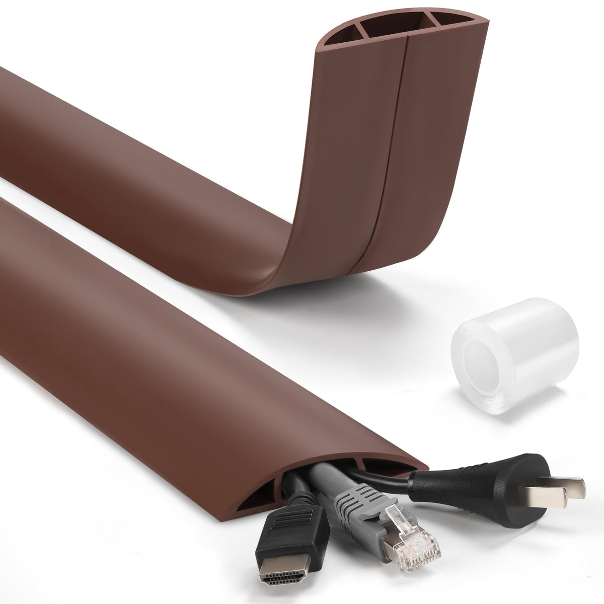 LZEOY 4ft Cord Cover for Wires on Floor, Grey Extension Cable Management, Hide Electrical Hider Protector, Cable Cavity: 0.78" W x 0.32" H