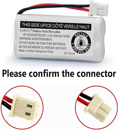 XUNTU BT162342/BT262342 2.4V 600mAh Ni-MH Cordless Phone Battery Pack BT166342/BT266342 BT183342/BT283342 Compatible with EL52351 TL90070 CS5119 DS6511 DS6722 LS6305 Handset (4 Pack)