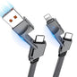 2Pack 6FT 4 in 1 USB C Cable for Lightning, 60W Fast Charging, Flat Braided, Dual Type C Cord, Multi Charger for iPhone 16 15 14 13 Pro Max/15 Plus/15 Pro/Samsung Galaxy S24 S23/iPad/MacBook