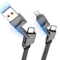 [2-Pack] 60W Multi Charging Cable 6FT, 4 in 1 USB C Cable Fast Charging Cord, Flat Braided Dual Type C & Lightning Multi Charger for iPhone 17 16 15 Pro Max/Air, Samsung S24 S23, Pixel, Car & Travel