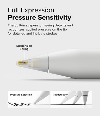 Ringke Apple Pencil Tips [3 Pack/Replacement for All Generations] Compatible with Apple Pencil Pro, 1st, 2nd Gen, USB-C Accessories, Crisp & Clear Feel Nib - HB (Light Gray)