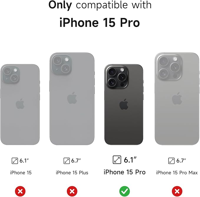 SURITCH for iPhone 15 Pro Case with Magnetic Camera Slide Cover and Adjustable Kickstand, Compatible with MagSafe, Shockproof Bumper Case Slim Protective Cover 6.1 Inch, Dark Purple