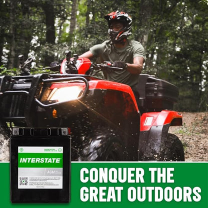 Interstate Batteries YTX14AH-BS 12V 12Ah Powersports Battery 210CCA High-Performance AGM Rechargeable Replacement for Kawasaki, Polaris, Yamaha ATVs, UTVs, Snowmobiles, Motorcycles (CITX14AH-BS)