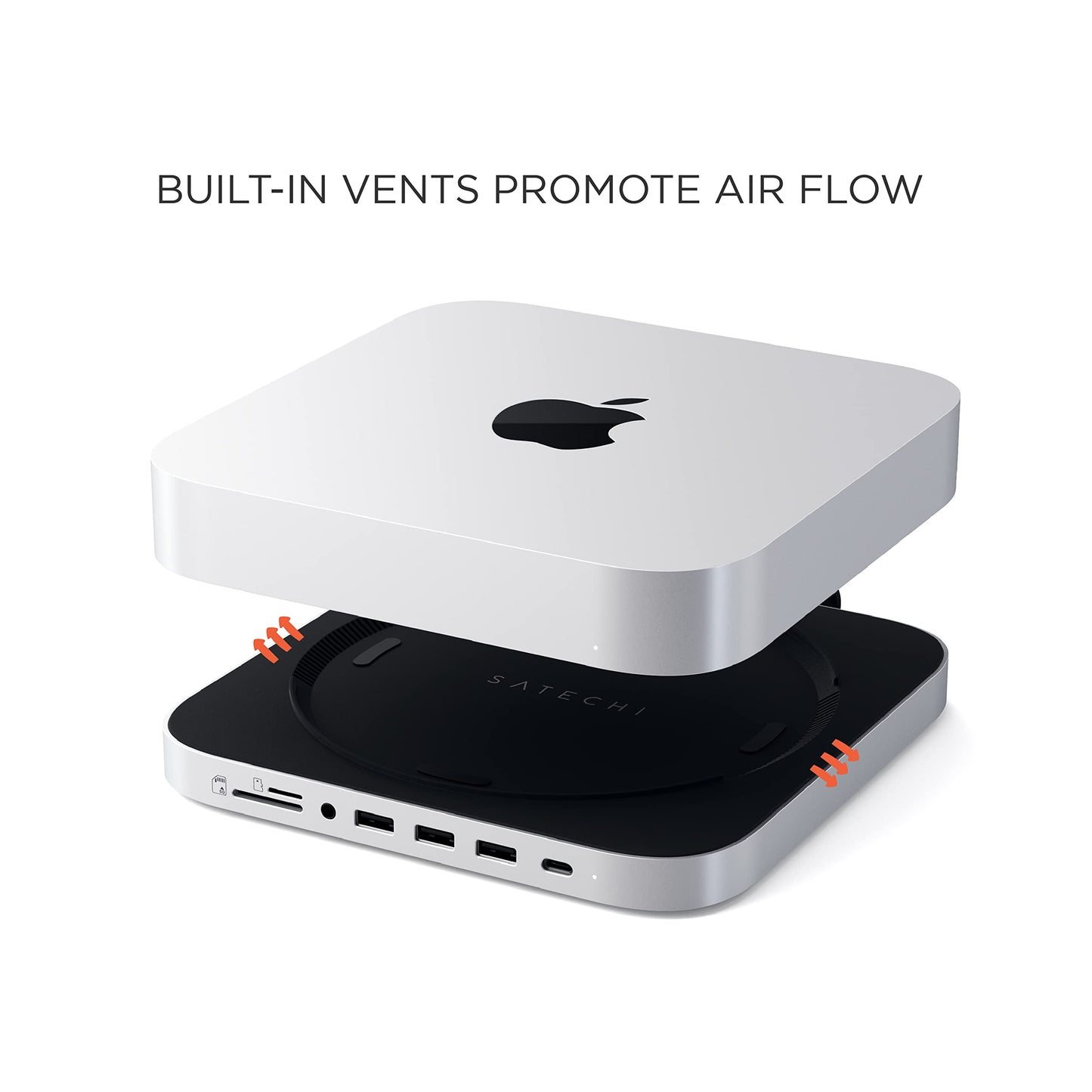 Satechi Aluminum Stand & Hub for Mac mini, USB 3.0 & Headphone Jack, Silver