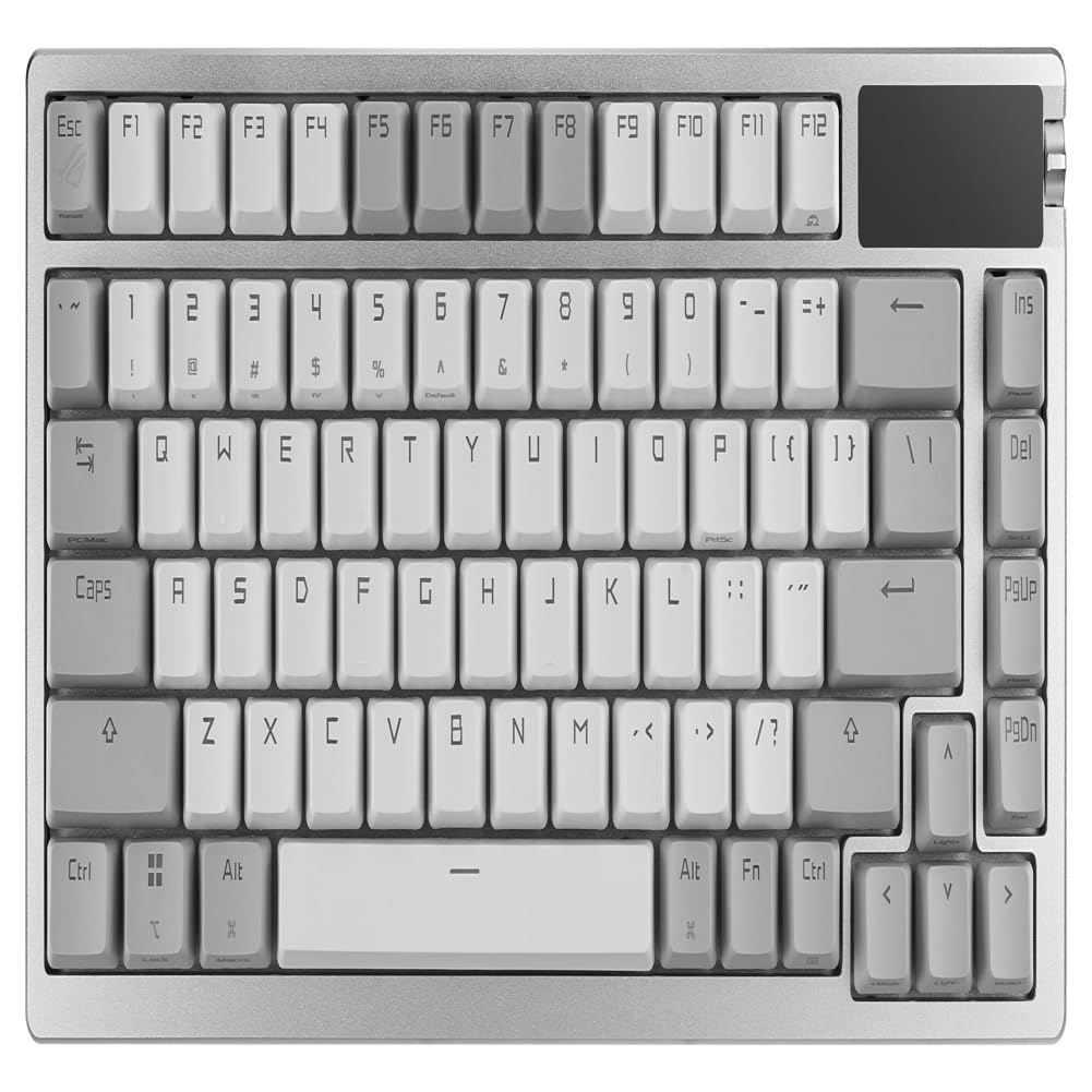 ASUS ROG Azoth Wireless Mechanical Gaming Keyboard – 75% TKL, Tri-Mode Connectivity, Hot Swappable Pre-lubed ROG NX Snow Linear Switches, PBT Keycaps, RGB, OLED Display, PC/Mac Support - White