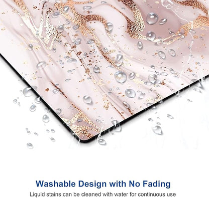 Mouse Pad Marble, Pink Rose Gold Marble Mouse Pad for Women, Washable Square Cloth Mousepad for Office Laptop, Non-Slip Rubber Computer Mouse Pads for Wireless Mouse, Cute Mouse Pads for Desk