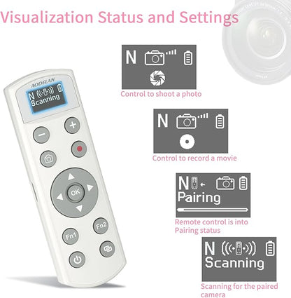 Rechargeable Shutter Release for Nikon AODELAN Wireless Camera Remote Control Compatible with COOLPIX P1000, P1100, P950, B600, A1000, Z50, Z30, Z fc, Z6 II, Z7 II,Z5, Replaces Nikon ML-L7(White)