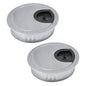 2 Pcs Desk Grommet 2-1/16" / 53 mm, Desk Cord Hole Cover, Cable Grommet Metal Zinc Alloy Materilal, Desk Hole Grommet for Home & Office Pc, Detachable Cable Cord Organizer-Matte Silver
