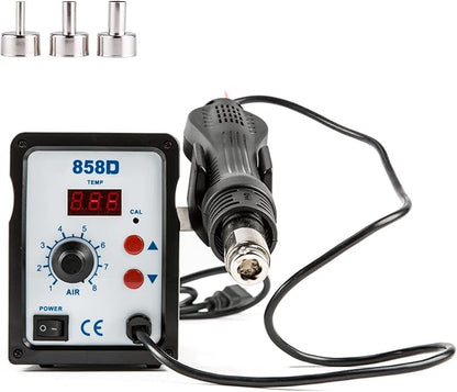 CREWORKS 858D Rework Station, 110V SMD Soldering Rework Station with Hot Air Heat Gun Set, LED Digital Temperature Display Screen Electric Desoldering Welding Iron Kit for Electronics Repairing