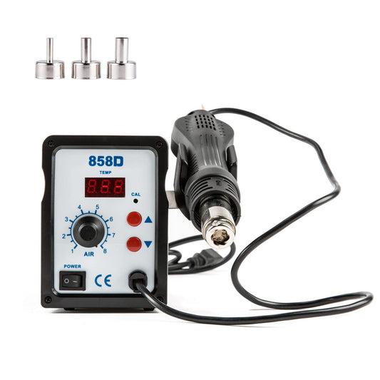CREWORKS 858D Rework Station, 110V SMD Soldering Rework Station with Hot Air Heat Gun Set, LED Digital Temperature Display Screen Electric Desoldering Welding Iron Kit for Electronics Repairing